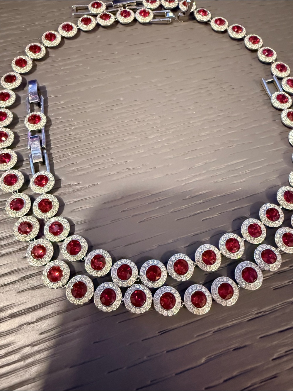 Swarovski Angelic Collection Silver Necklace with Red and Clear Crystals - Picture 5 of 11